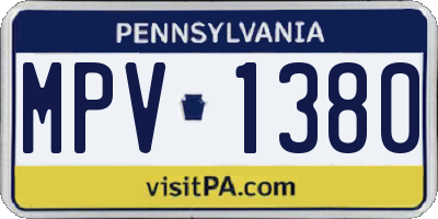 PA license plate MPV1380