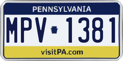 PA license plate MPV1381