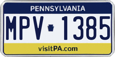 PA license plate MPV1385