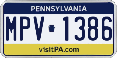 PA license plate MPV1386