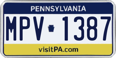 PA license plate MPV1387