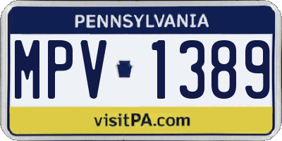 PA license plate MPV1389