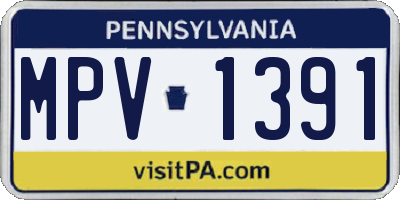 PA license plate MPV1391