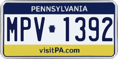 PA license plate MPV1392