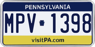 PA license plate MPV1398
