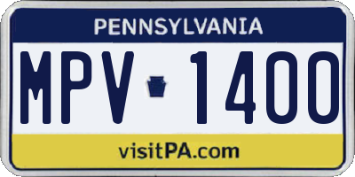 PA license plate MPV1400