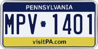 PA license plate MPV1401