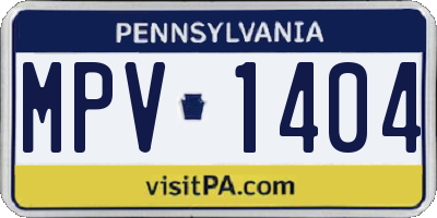 PA license plate MPV1404