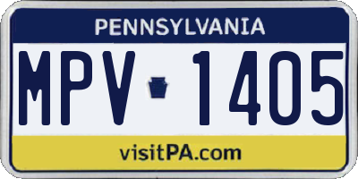 PA license plate MPV1405