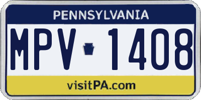 PA license plate MPV1408