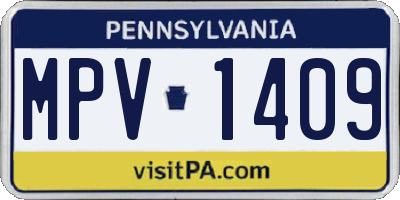 PA license plate MPV1409