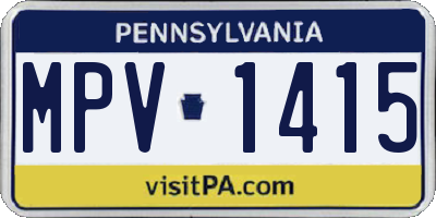 PA license plate MPV1415