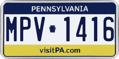 PA license plate MPV1416