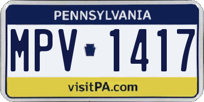 PA license plate MPV1417