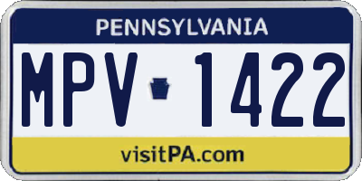 PA license plate MPV1422