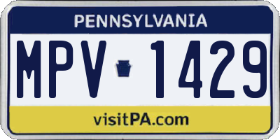 PA license plate MPV1429