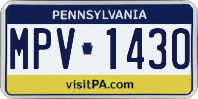 PA license plate MPV1430