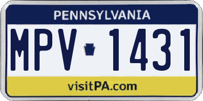 PA license plate MPV1431