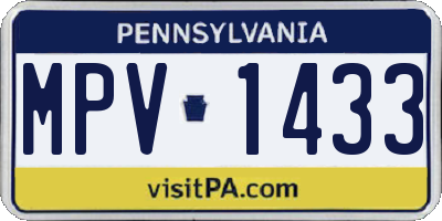 PA license plate MPV1433