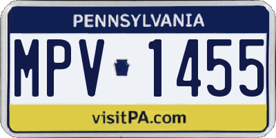 PA license plate MPV1455