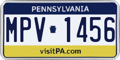 PA license plate MPV1456