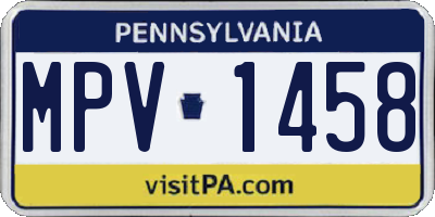 PA license plate MPV1458