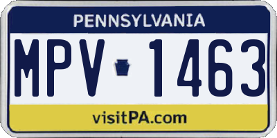 PA license plate MPV1463