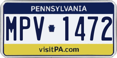 PA license plate MPV1472
