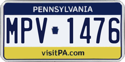 PA license plate MPV1476