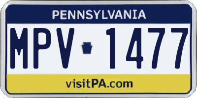 PA license plate MPV1477