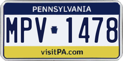 PA license plate MPV1478