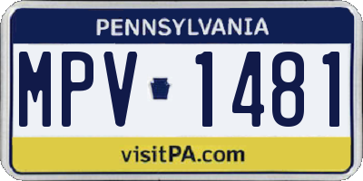 PA license plate MPV1481