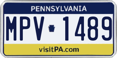 PA license plate MPV1489