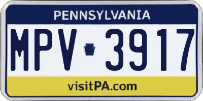 PA license plate MPV3917