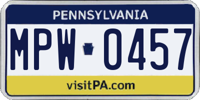 PA license plate MPW0457