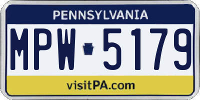 PA license plate MPW5179