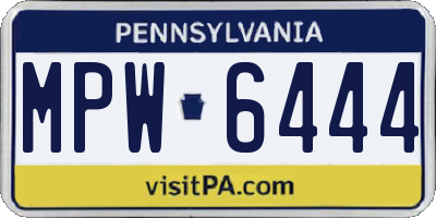 PA license plate MPW6444