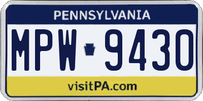 PA license plate MPW9430