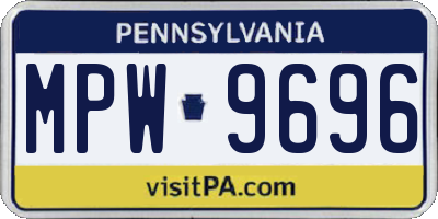 PA license plate MPW9696