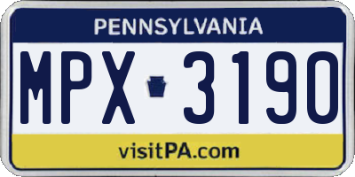 PA license plate MPX3190