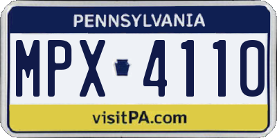 PA license plate MPX4110