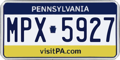 PA license plate MPX5927