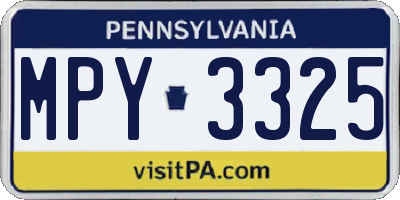PA license plate MPY3325