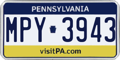 PA license plate MPY3943