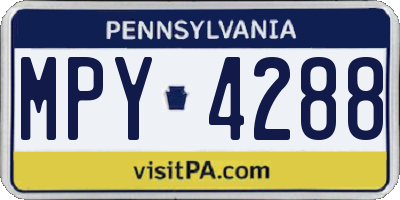 PA license plate MPY4288