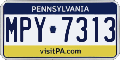 PA license plate MPY7313