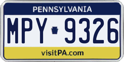 PA license plate MPY9326