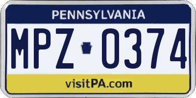 PA license plate MPZ0374