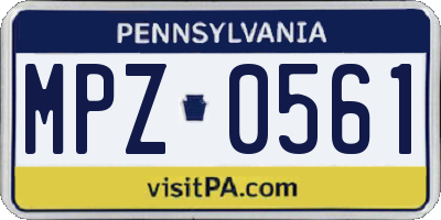 PA license plate MPZ0561