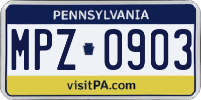PA license plate MPZ0903